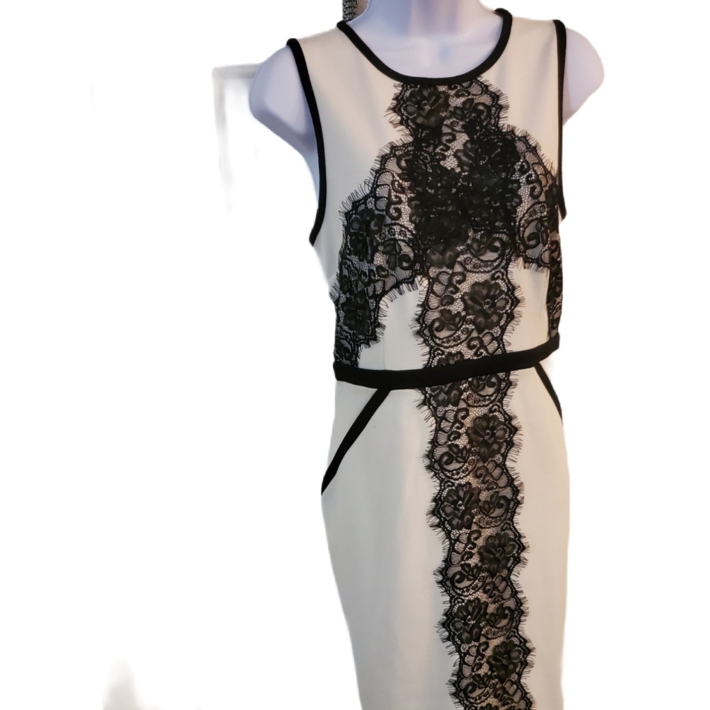 Elegant Black and White Lace Dress